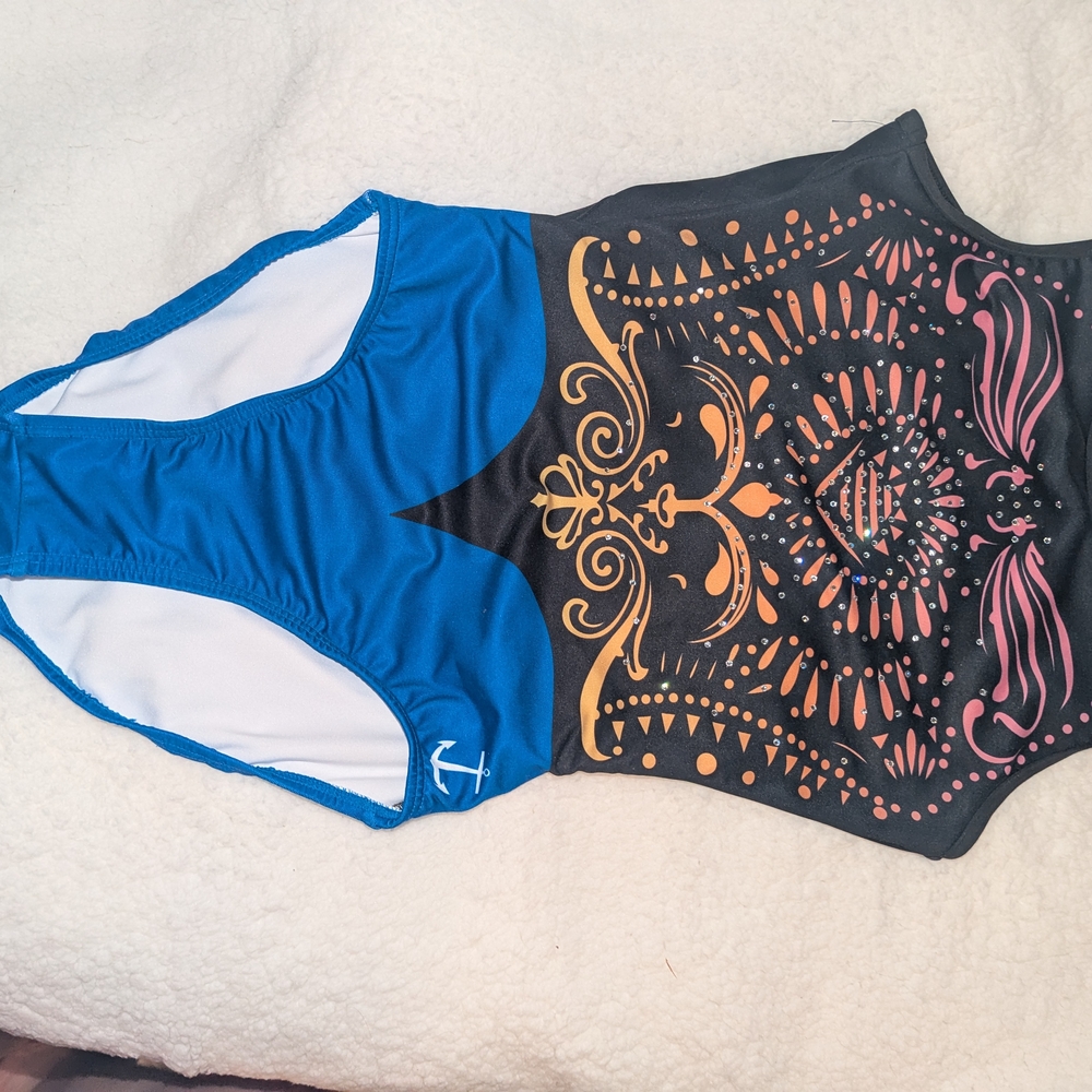 Blue and Black Patterned Swimsuit